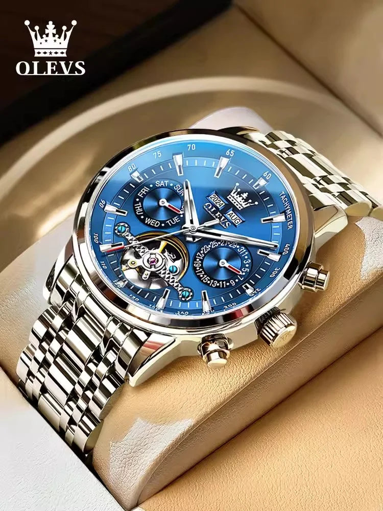 Swiss Genuine Skeleton Automatic Multifunction Fashion Men Mechanical Watch