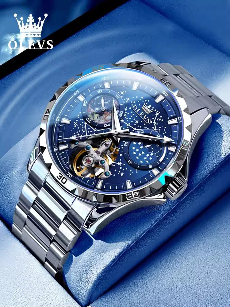 Luxury High-end Automatic Mechanical Skeleton Star Men Watch