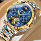 Swiss Branded Luxury Gold Automatic Multifunctional Skeleton Men Mechanical Watch