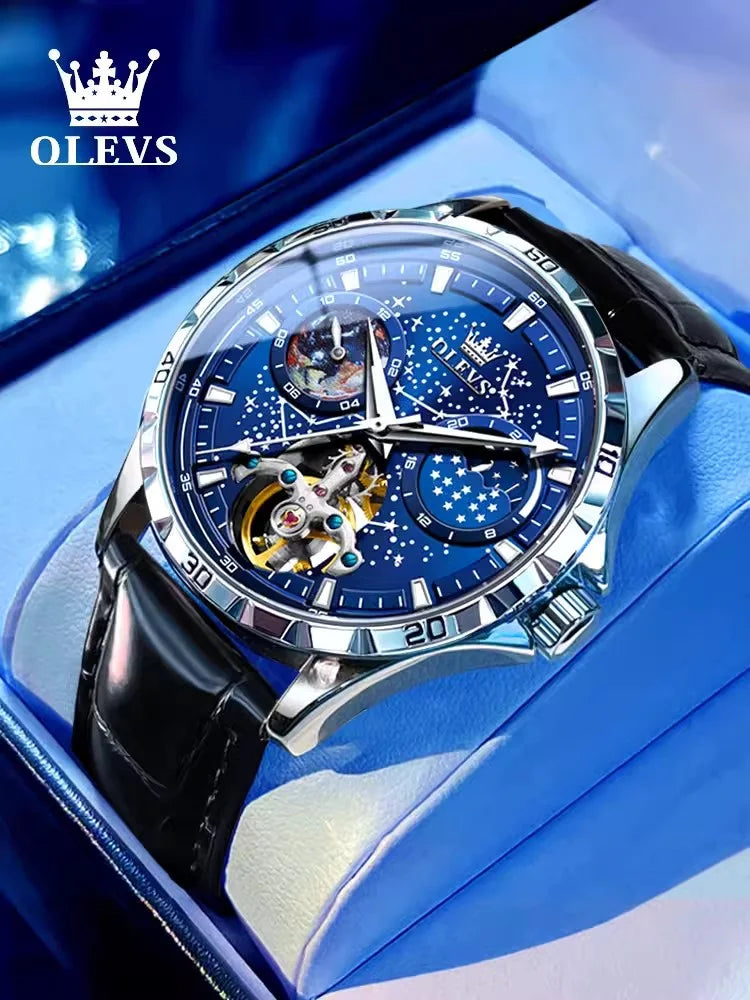 Luxury High-end Automatic Mechanical Skeleton Star Men Watch