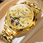 Swiss Branded Luxury Gold Automatic Multifunctional Skeleton Men Mechanical Watch