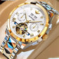 Swiss Branded Luxury Gold Automatic Multifunctional Skeleton Men Mechanical Watch