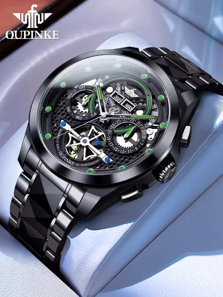 Swiss High-end Luxury Skeleton Watch Wristwatch Automatic Multi-function Men Mechanical Watches