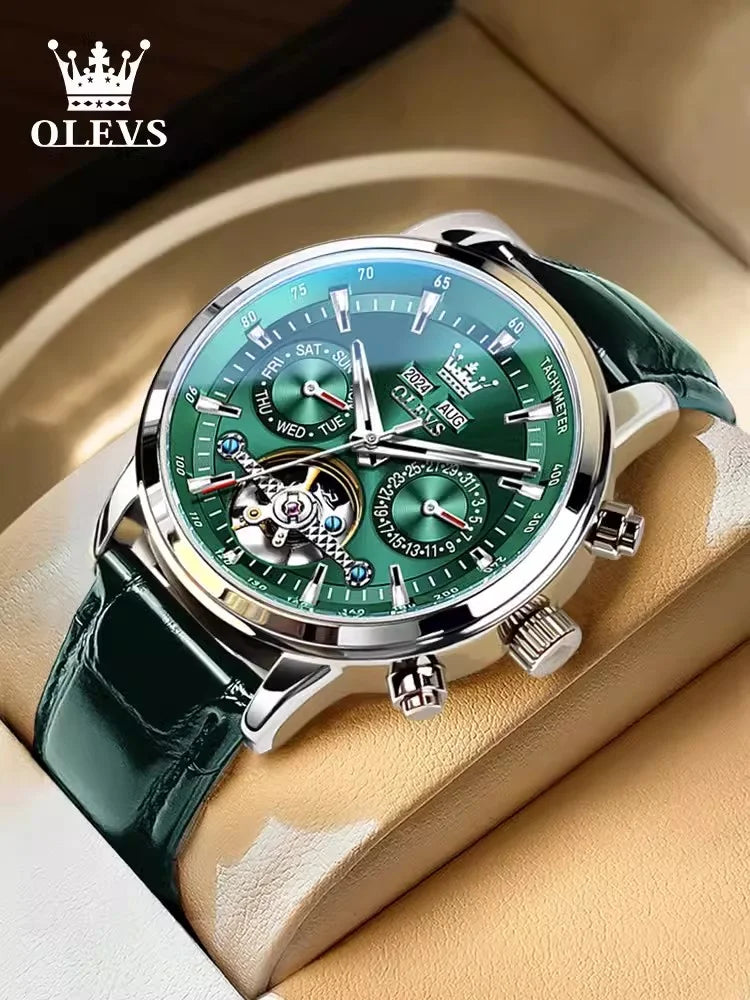 Swiss Genuine Skeleton Automatic Multifunction Fashion Men Mechanical Watch