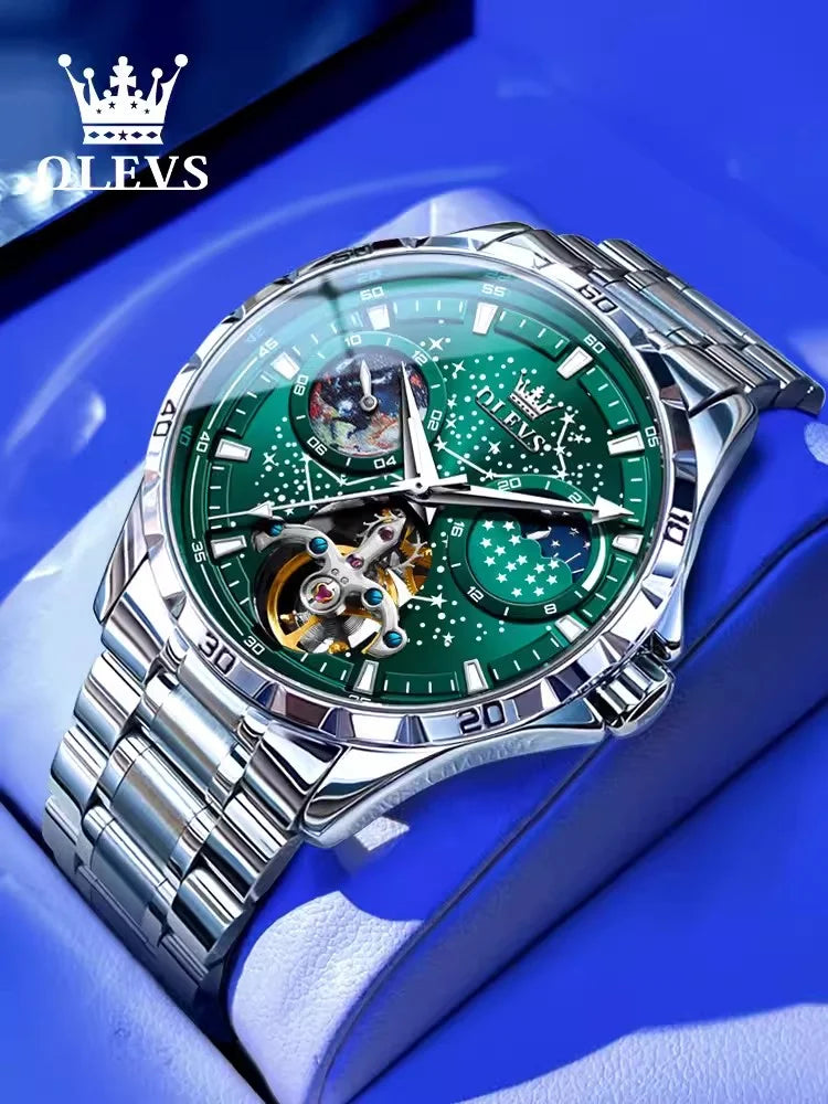 Luxury High-end Automatic Mechanical Skeleton Star Men Watch