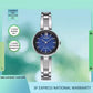 Eco-Drive Quartz Blue Plate Compact Fashion Simple Steel Strap Women Watch