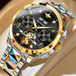 Swiss Branded Luxury Gold Automatic Multifunctional Skeleton Men Mechanical Watch