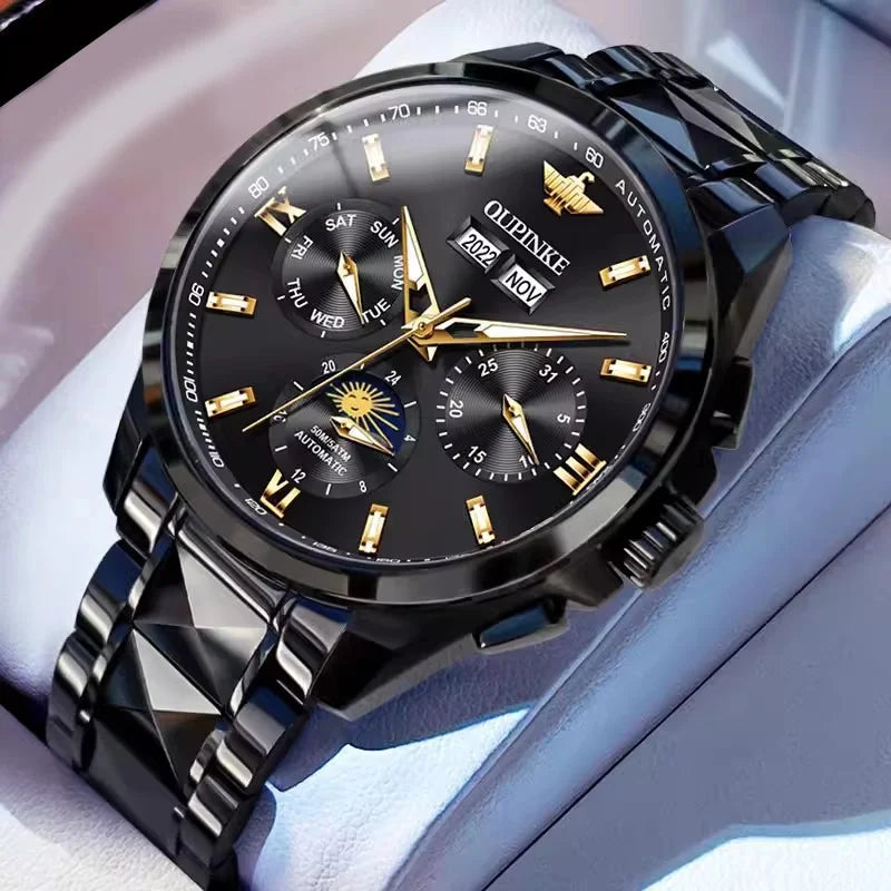 High-end Luxury Black Warrior Automatic Swiss Genuine Men Mechanical Watch