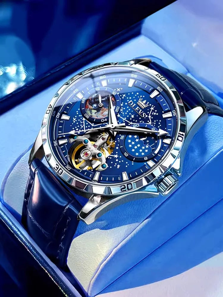 Luxury High-end Automatic Mechanical Skeleton Star Men Watch