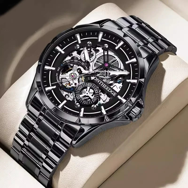 Classic Fashion Swiss Mechanical Automatic Skeleton Men Black Warrior Watch