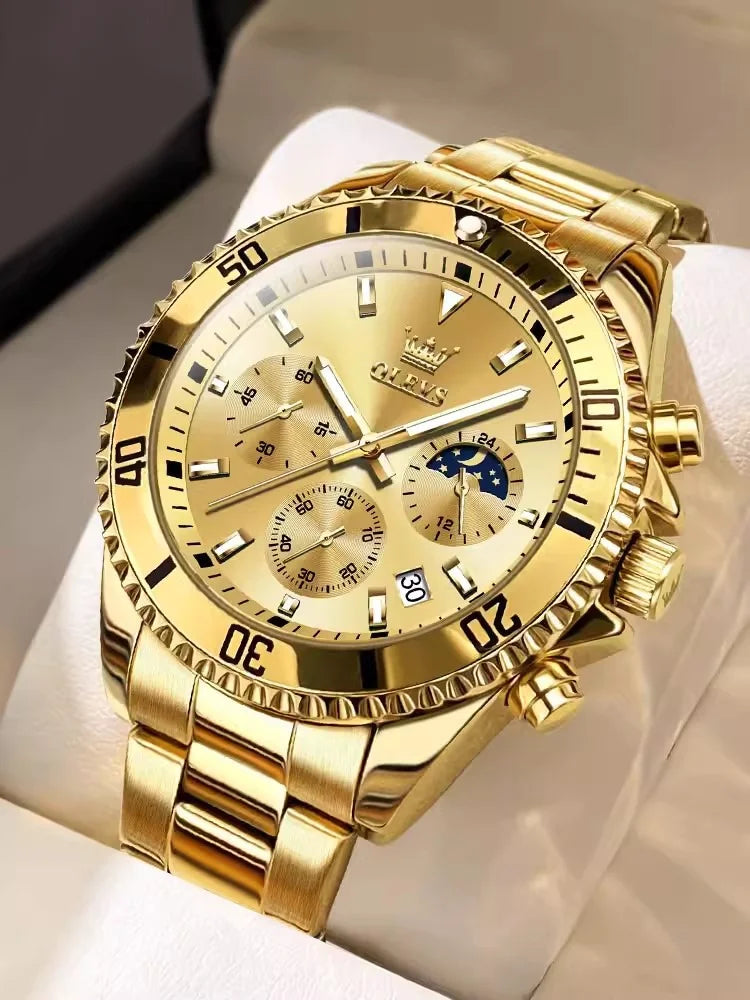 Branded Automatic Mechanical High-grade Luxury Quartz Gold Men Watch