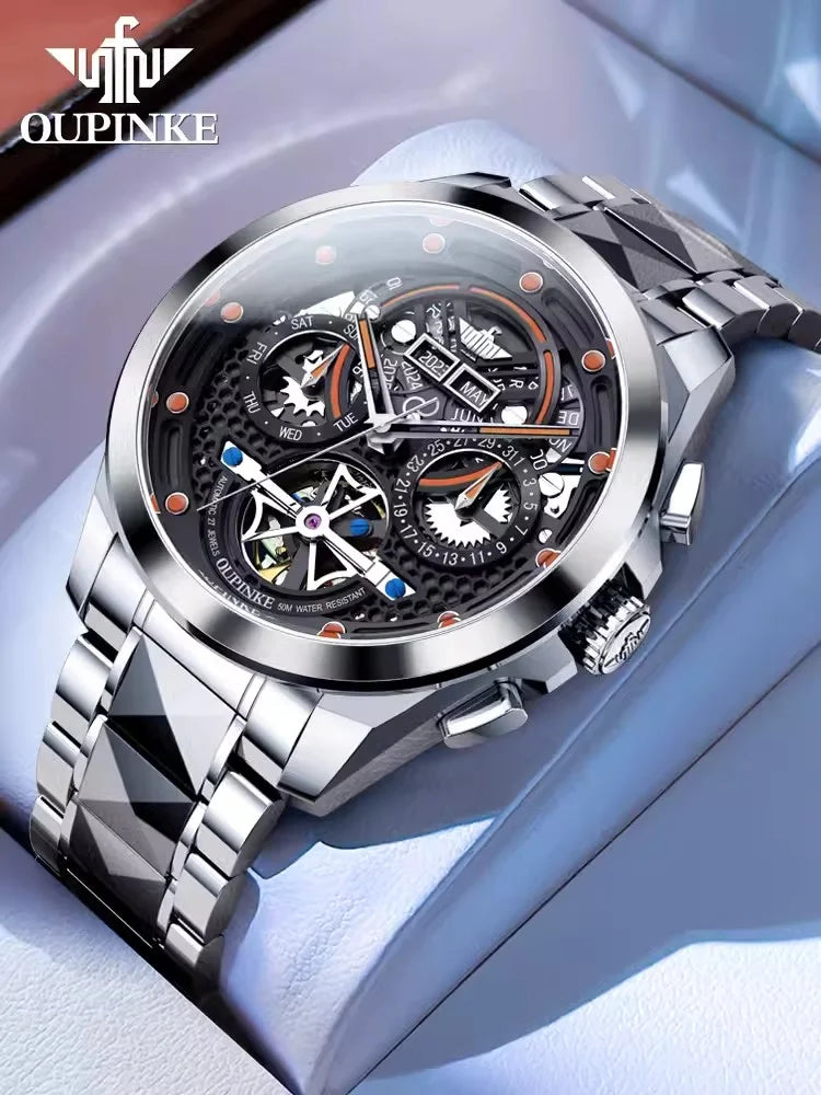 Swiss High-end Luxury Skeleton Watch Wristwatch Automatic Multi-function Men Mechanical Watches