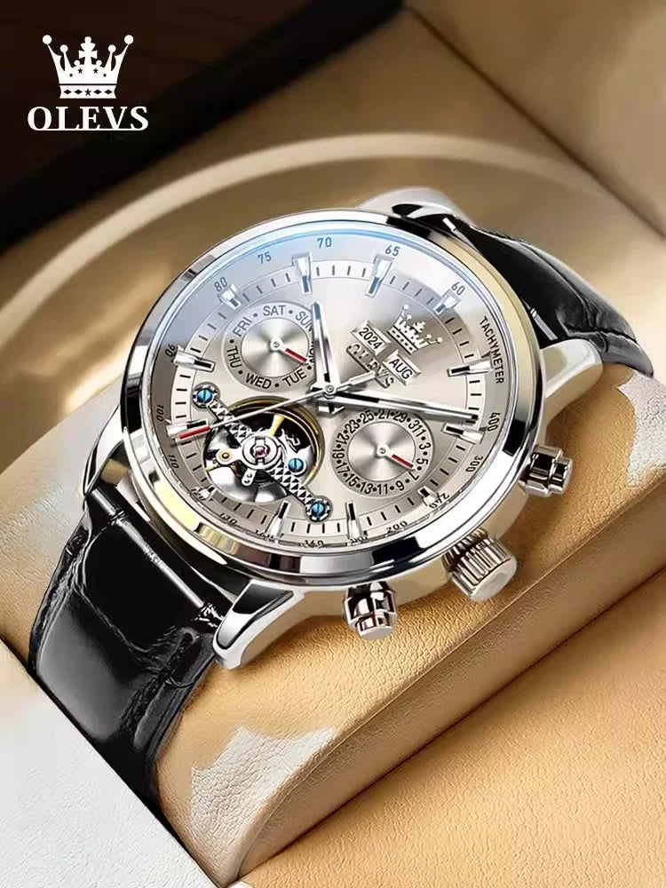 Swiss Genuine Skeleton Automatic Multifunction Fashion Men Mechanical Watch