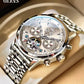 Swiss Genuine Skeleton Automatic Multifunction Fashion Men Mechanical Watch