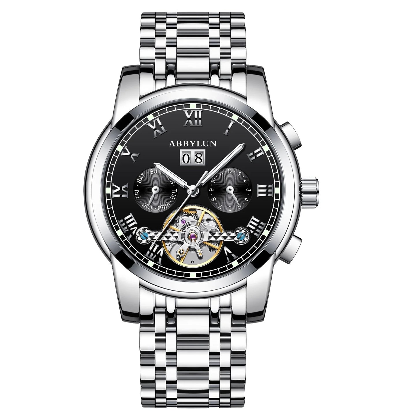 Automatic Waterproof Men's Mechanical Watch Steel Skeleton Classic Fashion Trend Watch