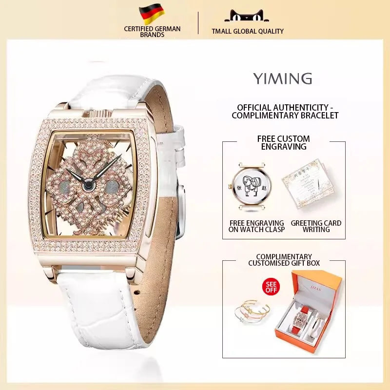 New Light Luxury Niche High-level Full of Diamonds Stars Skeleton Women Watch