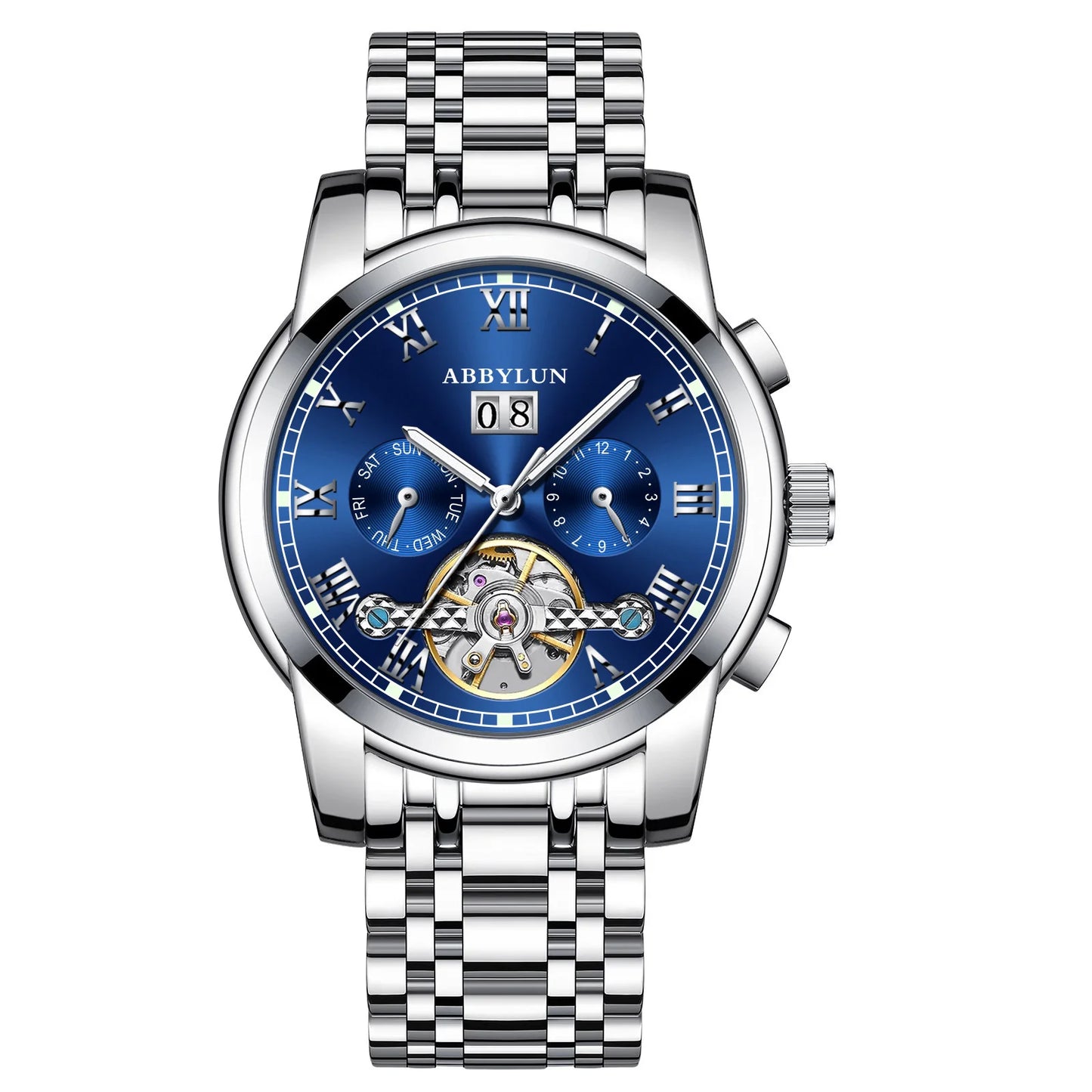 Automatic Waterproof Men's Mechanical Watch Steel Skeleton Classic Fashion Trend Watch