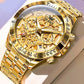 2024 Classic Fashion New Men's Gold Watch Waterproof Luminous Quartz Watch