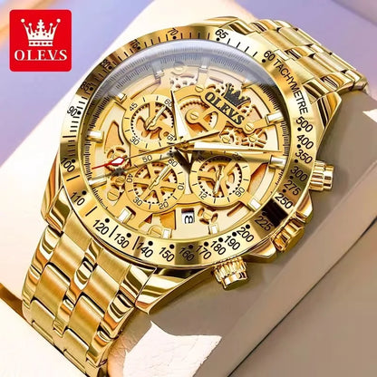 2024 Classic Fashion New Men's Gold Watch Waterproof Luminous Quartz Watch