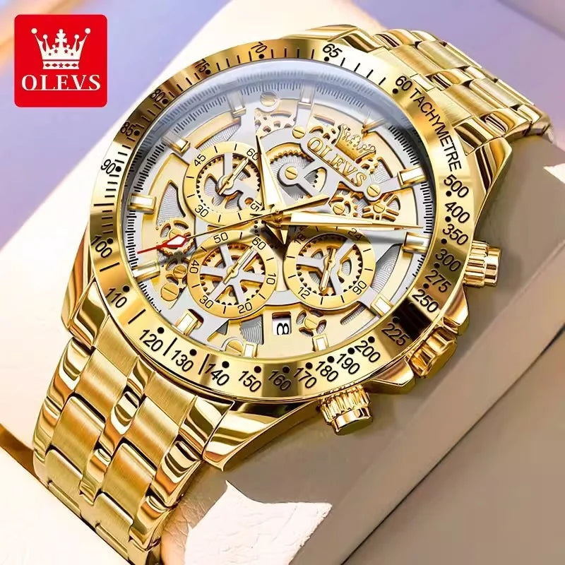 2024 Classic Fashion New Men's Gold Watch Waterproof Luminous Quartz Watch