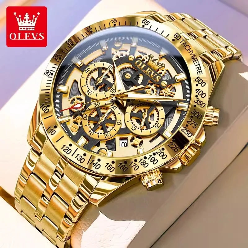 2024 Classic Fashion New Men's Gold Watch Waterproof Luminous Quartz Watch