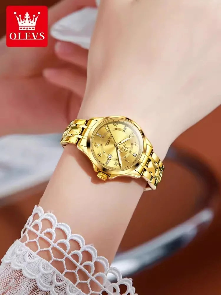 Swiss Premium Classic Women's Brand Waterproof Luminous Gold Quartz Watch