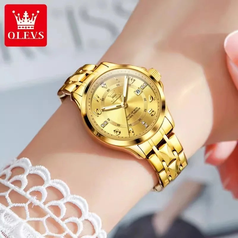 Swiss Premium Classic Women's Brand Waterproof Luminous Gold Quartz Watch