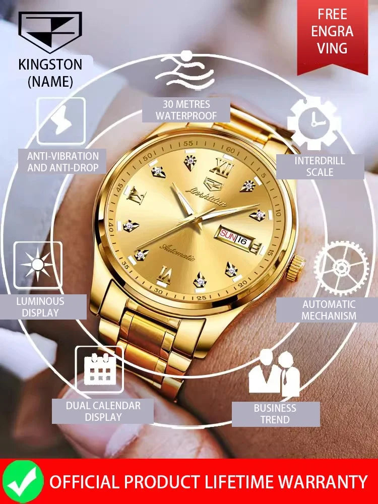 High-end Luxury 18k Gold Mechanical Watch Swiss Model Automatic Men Watch