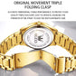 Swiss New Classic Fashion Brand Calendar Gold Color Men Quartz Watch