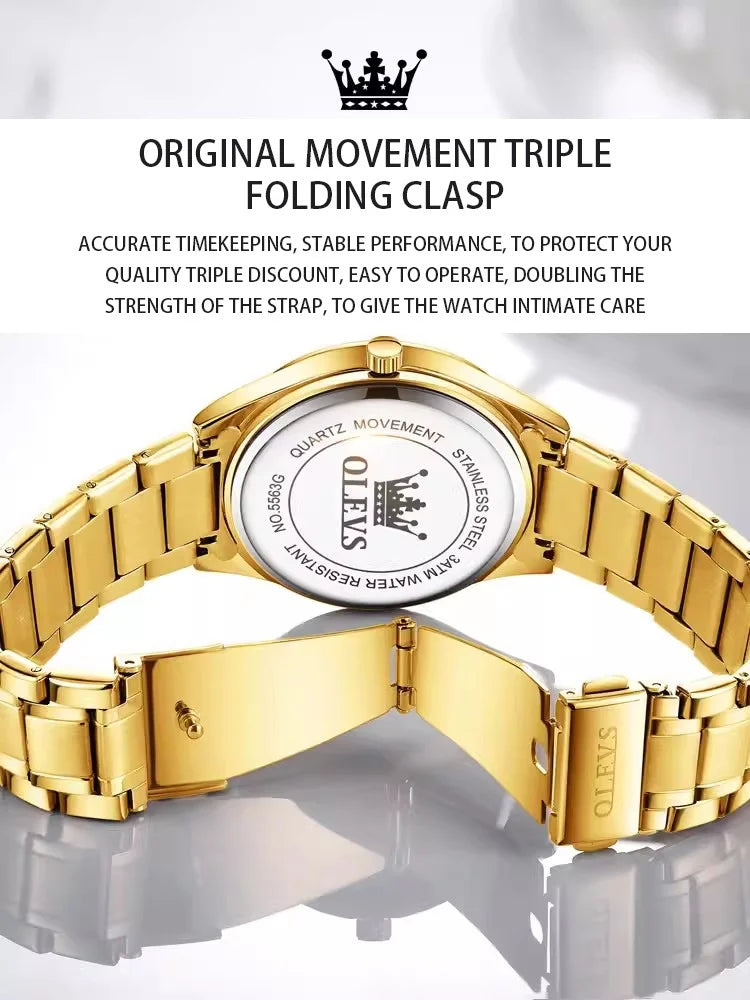 Swiss New Classic Fashion Brand Calendar Gold Color Men Quartz Watch