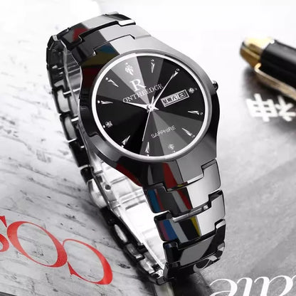 Genuine Tungsten Steel Silver Quartz Waterproof Business Ultra-thin Ladies Watch