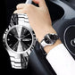 Genuine Tungsten Steel Silver Quartz Waterproof Business Ultra-thin Ladies Watch