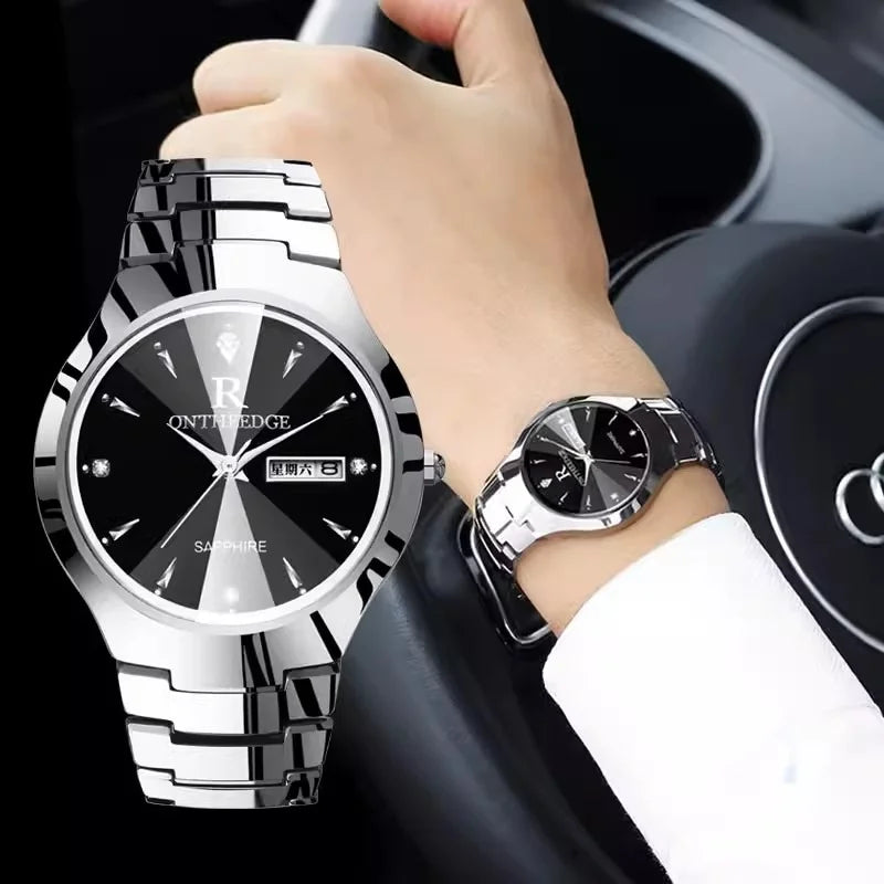 Genuine Tungsten Steel Silver Quartz Waterproof Business Ultra-thin Ladies Watch