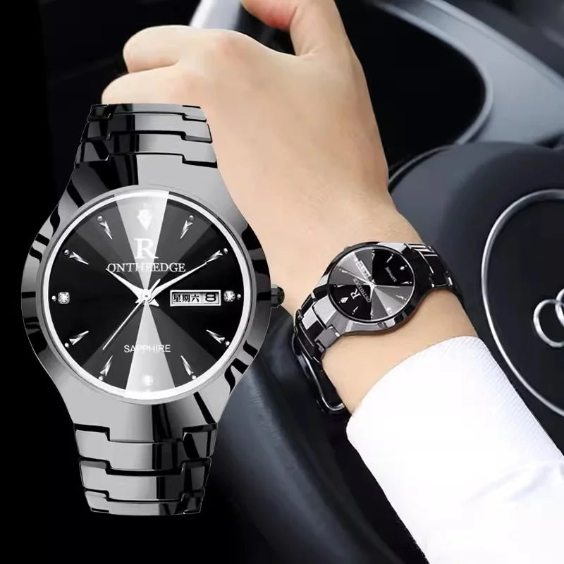 Genuine Tungsten Steel Silver Quartz Waterproof Business Ultra-thin Ladies Watch