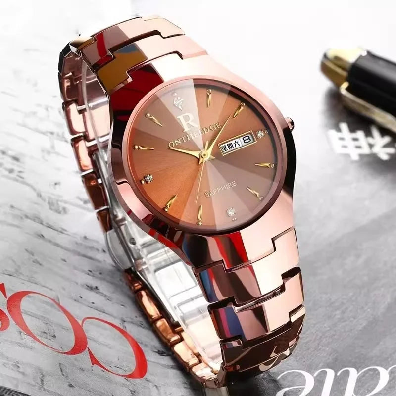 Genuine Tungsten Steel Silver Quartz Waterproof Business Ultra-thin Ladies Watch