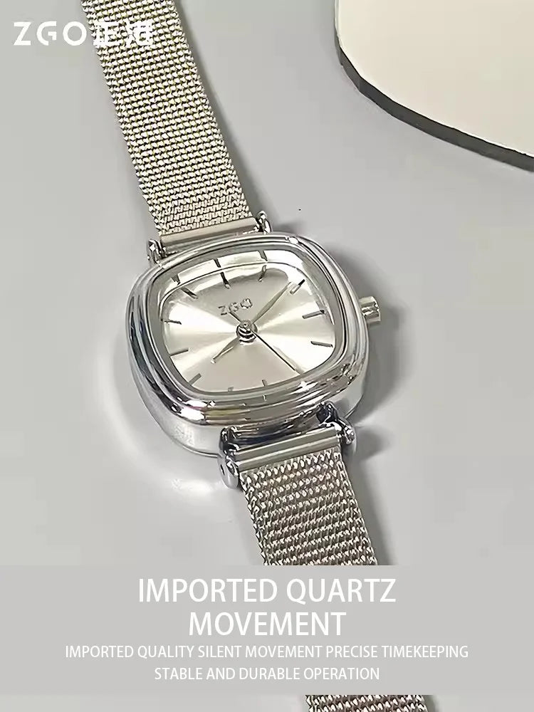 2024 New Light Luxury Niche Ladies Student Compact Quartz Silver Women's Watch