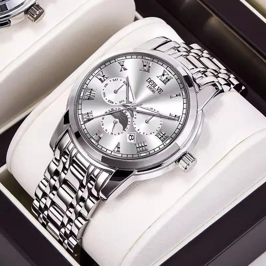 Classic Fashion Business Steel Strap Watch Swiss Silver Automatic Mechanical Men's Watch