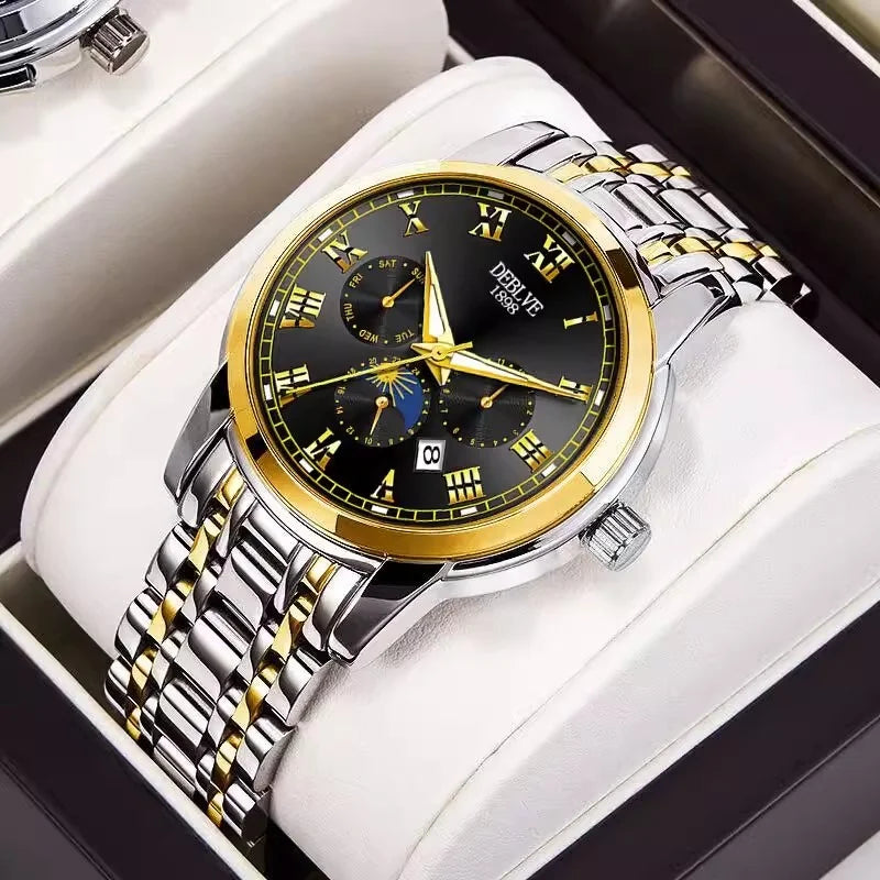 Classic Fashion Business Steel Strap Watch Swiss Silver Automatic Mechanical Men's Watch